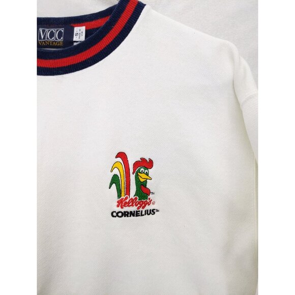 vtg‎ 90s Kelloggs Cornelius Rooster Sweatshirt Sz  S Varsity Preppy Cornflakes - Picture 2 of 8